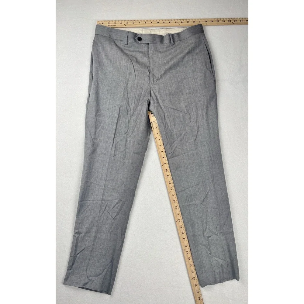 Brooks Brothers Classic Gray Wool Dress Pants‎ W35 L32 Mens Flat Front